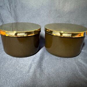 Z Gallerie Canisters Storage Duo Set Of 2 Black Ceramic Gold Lid Food Safe